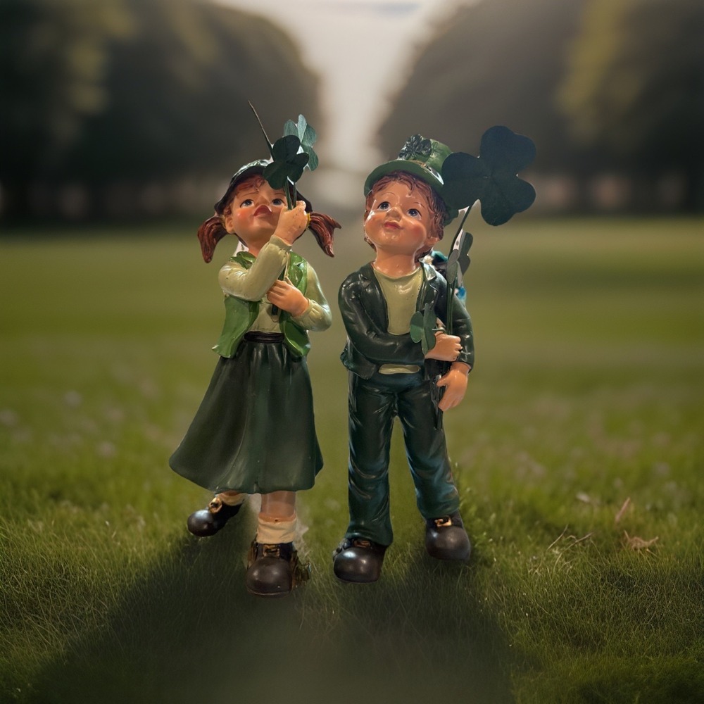 St. Patrick's Day Irish Boy & Girl Resin 14" Figurine Set by Valerie?